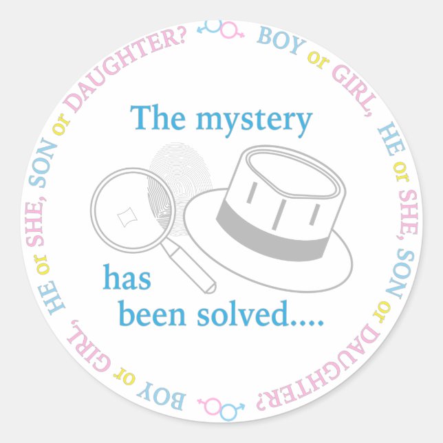 Pegatina Redonda Fiesta de Revelación de Género (Anverso)