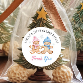 Pegatina Redonda Fiesta de Revelación de Género de Gingerbread Grac