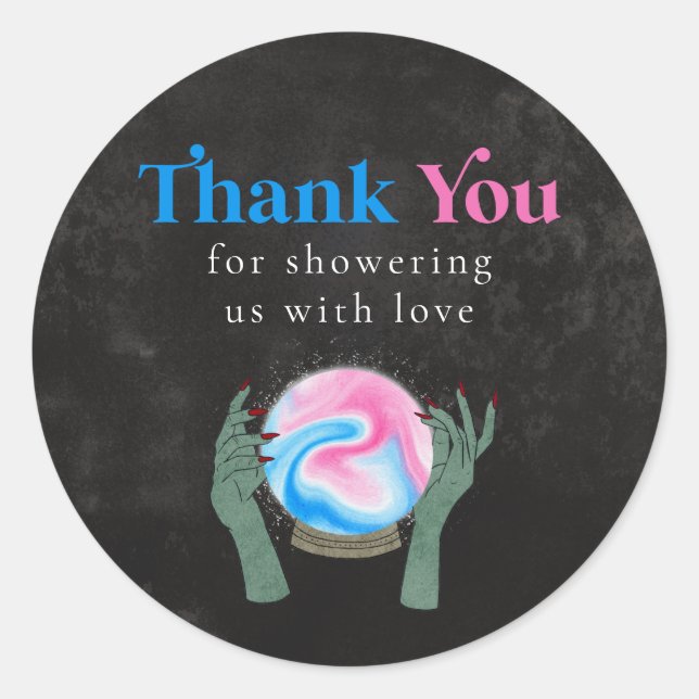 Pegatina Redonda Fiesta de Revelación de Género de Halloween (Anverso)