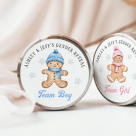 Pegatina Redonda Fiesta de revelación de género de Team Boy Gingerb
