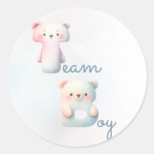 Pegatina Redonda Fiesta de revelación de sexo colorido para el niño