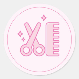 Pegatina Redonda Fiesta de revelación de sexo rosa para bebé