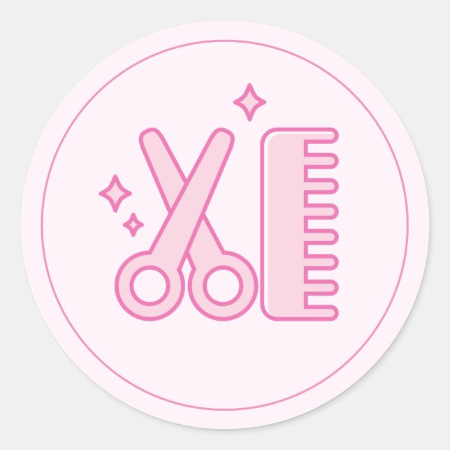 Pegatina Redonda Fiesta de revelación de sexo rosa para bebé (Anverso)