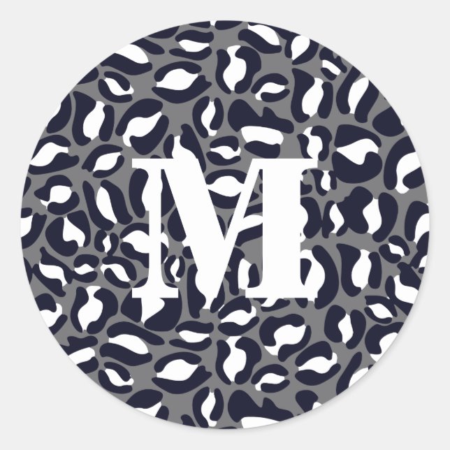 Pegatina Redonda Fiesta de selva clásica monograma de impresión Leo (Anverso)