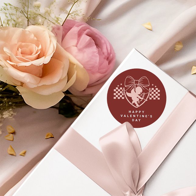 Pegatina Redonda Fiesta de Singles Retro Copa de Cupido Rojo Día de (Subido por el creador)