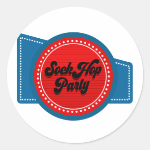 Pegatina Redonda Fiesta de Sock Hop del 4 de julio