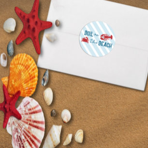 Pegatina Redonda Fiesta de soltera con mariscos hervidos