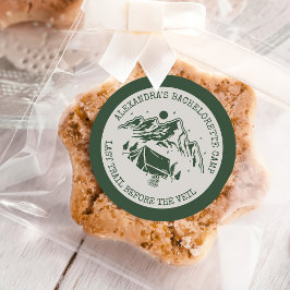 Pegatina Redonda Fiesta de soltera de fin de semana de camping simp