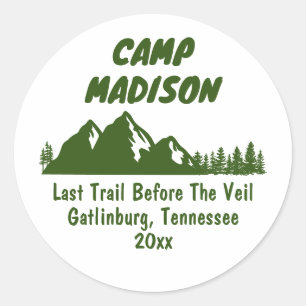 Pegatina Redonda Fiesta de Soltera en el Campamento Montañés Campam