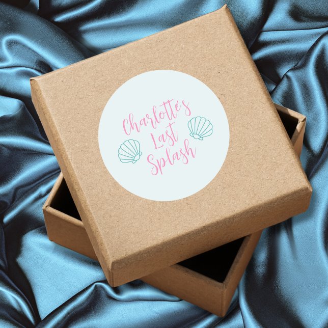 Pegatina Redonda Fiesta de Soltera en la Playa Seashell Last Splash (Last Splash Seashell Beach Bachelorette Party Classic Round Sticker)