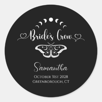 Pegatina Redonda Fiesta de soltera gótica celestial personalizada