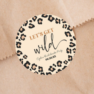 Pegatina Redonda Fiesta de soltera Leopard Cheetah Fin de semana sa