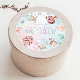 Pegatina Redonda Fiesta de Spa Cumpleaños Espaláculo Gracias