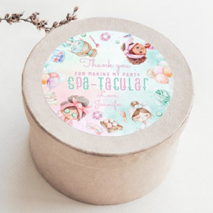 Pegatina Redonda Fiesta de Spa Cumpleaños Espaláculo Gracias