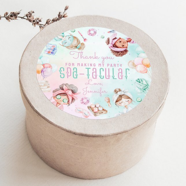 Pegatina Redonda Fiesta de Spa Cumpleaños Espaláculo Gracias (Subido por el creador)