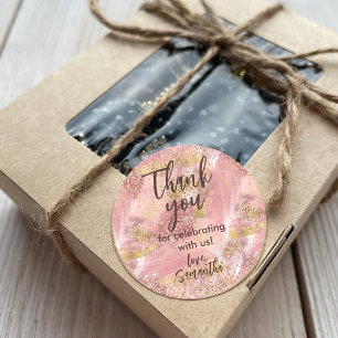 Pegatina Redonda Fiesta de Spa Glam Favor de agradecimiento con bri