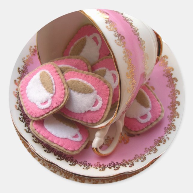 Pegatina Redonda ¡Fiesta de té! (Anverso)