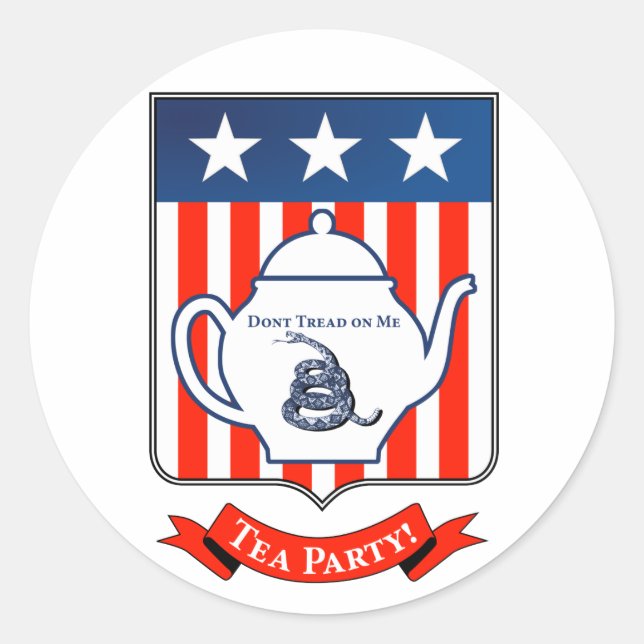 Pegatina Redonda ¡Fiesta de té! (Anverso)