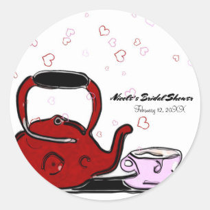 Pegatina Redonda Fiesta de té del día de San Valentín Favor elegant