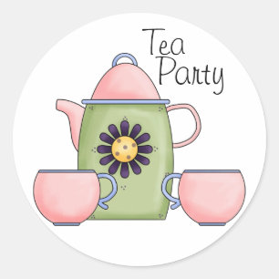 Pegatina Redonda Fiesta de té rosado - Personalizado