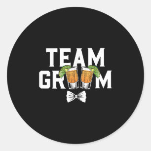 Pegatina Redonda Fiesta de Team Groom Bachelor dispara a Boda de no