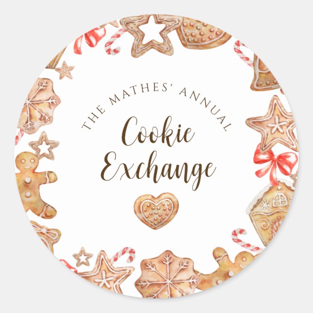 Pegatina Redonda Fiesta de vacaciones de Cookie Exchange (Anverso)