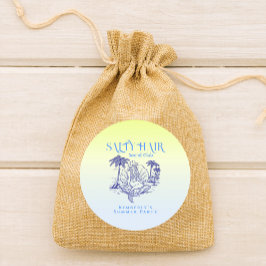 Pegatina Redonda Fiesta de verano de Cowgirl de sirvienta azul cost