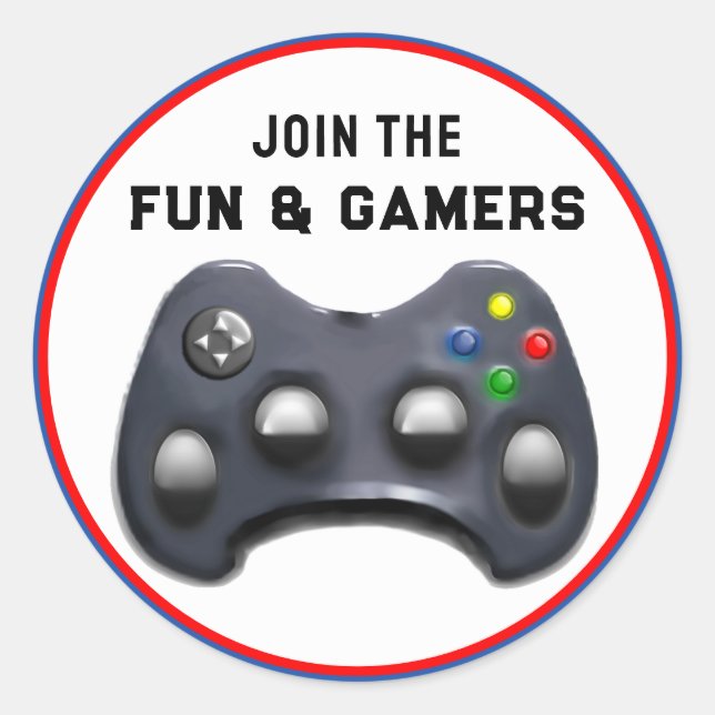 Pegatina Redonda Fiesta de videojuegos (Anverso)