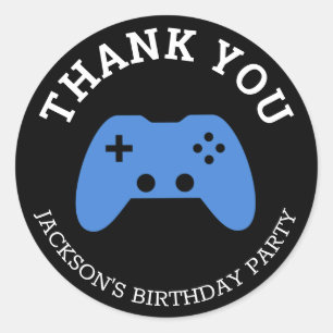 Pegatina Redonda Fiesta de videojuegos Gamer Gracias Personalizado
