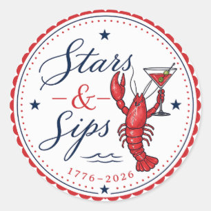 Pegatina Redonda Fiesta del 4 de julio Stars & Sips America 250