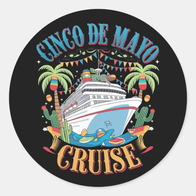 Pegatina Redonda Fiesta del barco mexicano Cinco De Mayo (Anverso)