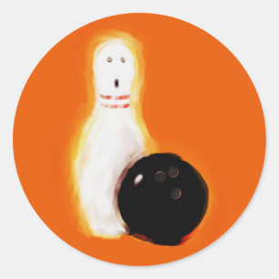 Pegatina Redonda Fiesta del Bowling de Halloween