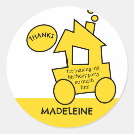 Pegatina Redonda Fiesta del cumpleaños del tren