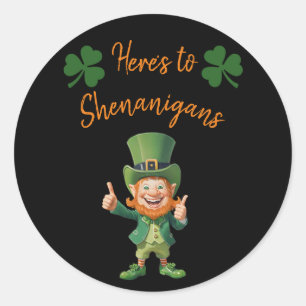 Pegatina Redonda Fiesta del Día de San Patricio - Aquí está para Sh