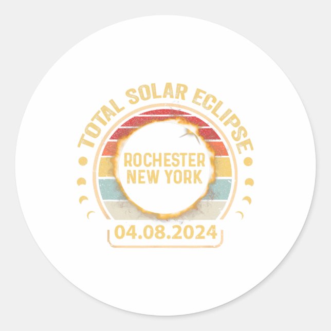 Pegatina Redonda Fiesta del eclipse solar total de Rochester New Yo (Anverso)