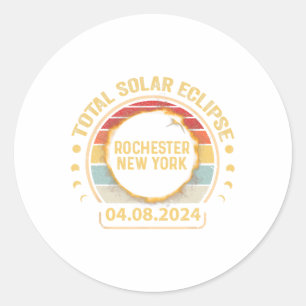 Pegatina Redonda Fiesta del eclipse solar total de Rochester New Yo