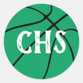 Pegatina Redonda Fiesta del equipo de baloncesto verde, manifestaci