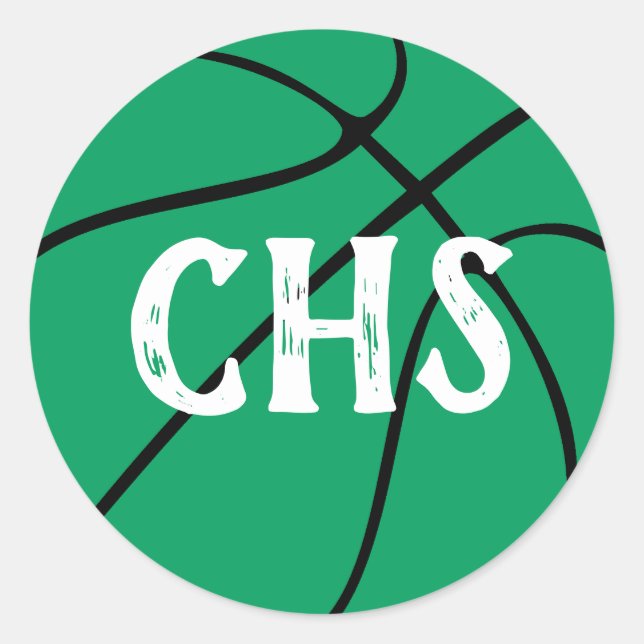 Pegatina Redonda Fiesta del equipo de baloncesto verde, manifestaci (Anverso)