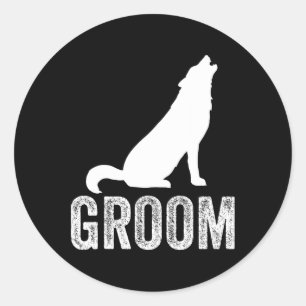 Pegatina Redonda Fiesta del equipo de Grooms Wolf Boda Groomsmen
