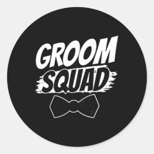 Pegatina Redonda Fiesta del Escuadrón de Groom dice Boda de bachill