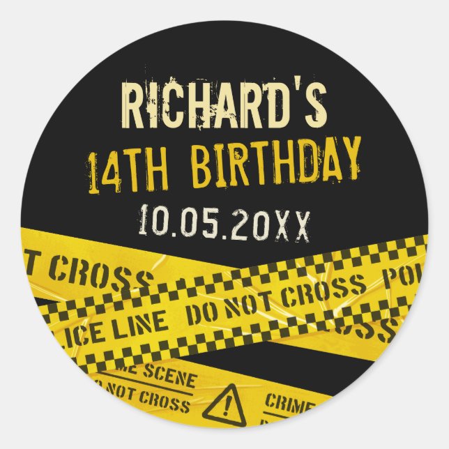 Pegatina Redonda Fiesta del misterio del asesinato o fiesta de poli (Anverso)