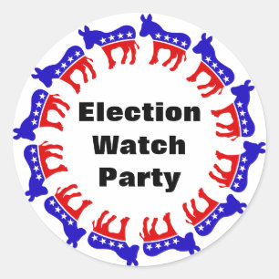 Pegatina Redonda Fiesta del Observador Electoral Demócrata