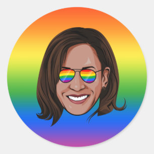 Pegatina Redonda Fiesta del Orgullo Kamala Harris