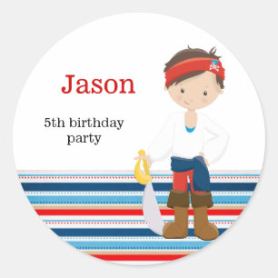 Pegatina Redonda Fiesta del pirata