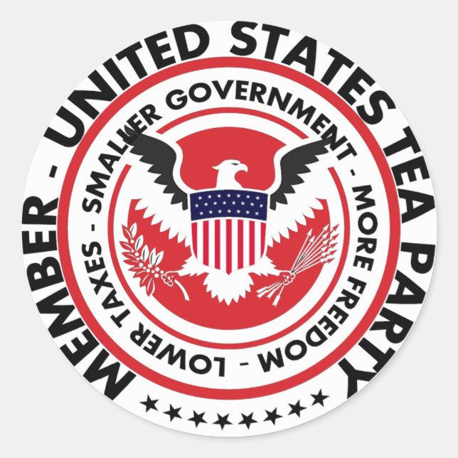 Pegatina Redonda Fiesta del Tea de Estados Unidos (Anverso)