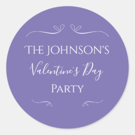 Pegatina Redonda Fiesta Día de San Valentín púrpura moderno