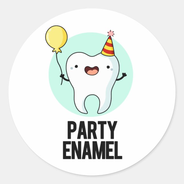 Pegatina Redonda Fiesta Enamel Funny Tooth Pun (Anverso)