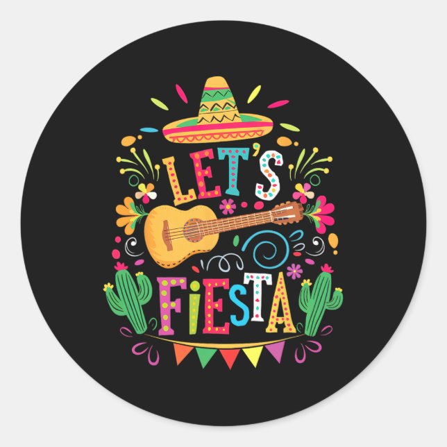 Pegatina Redonda Fiesta Familia Mexicana Fiesta Squad Cinco De M (Anverso)