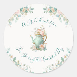Pegatina Redonda Fiesta floral romántica de rosas vintage shabby ch
