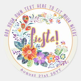 Pegatina Redonda FIESTA Flores Folkart Personalizadas